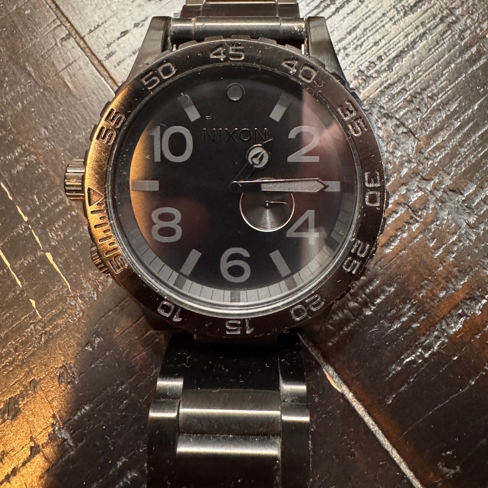 COPY - Nixon Black Dive-Style Watch with Rotatable Bezel